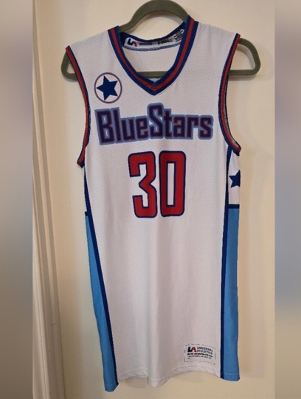 BlueStars #30 White & Blue Basketball Jersey by